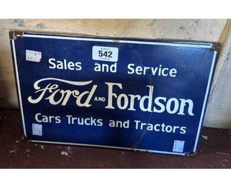 A modern enamel sign advertising Ford and Fordson sales and service
