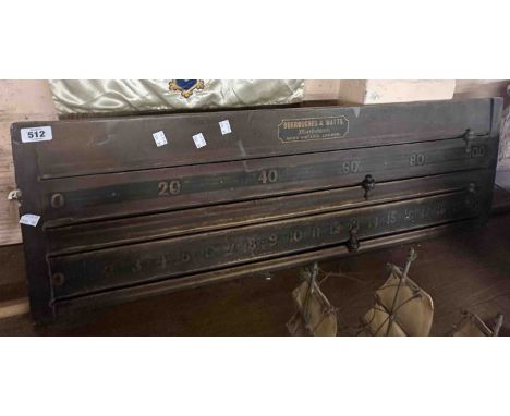A vintage wooden Burroughes &amp; Watts snooker score board