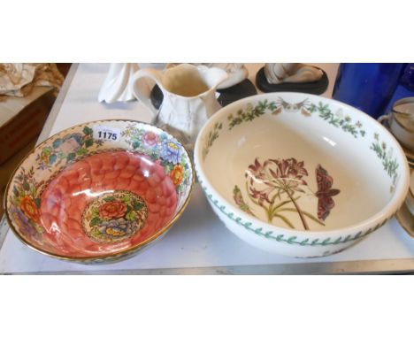 A small quantity of ceramics comprising a Portmeirion mixing bowl decorated in the 'Botanic Garden' pattern, a Maling Pottery