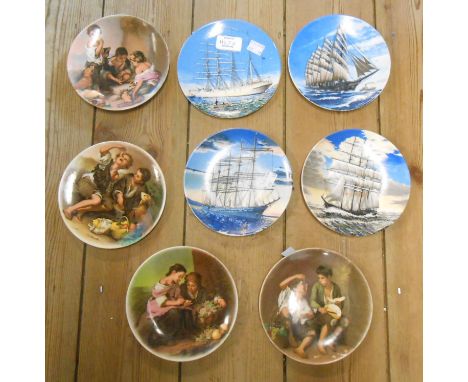 Eight Poole Pottery picture plates depicting sailing ships and famous artworks