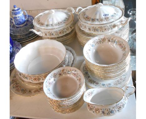 A quantity of Paragon bone china dinner ware decorated in the 'Meadowvale' pattern including vegetable tureens, plates, cerea