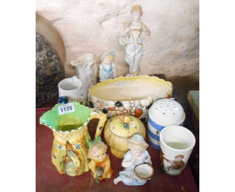 A quantity of ceramics including Burleigh Ware Art Deco 'Rabbit' jug, T.G. Green Cornish Ware flour sifter, SylvaC vase, etc.