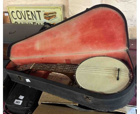A cased Revelation Will Van Allen banjolele