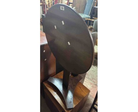 A 59cm diameter 19th Century mahogany tilt-top pedestal table, set on triangular pillar and trefoil base
