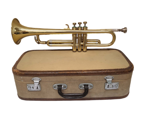 A vintage cased Lincoln trumpet distributed by Selmer of London