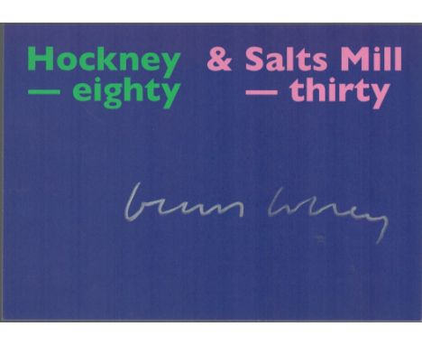 David Hockney, a signed in silver ink promotional card for the dual celebration of Hockneys 80th birthday and the 30th annive