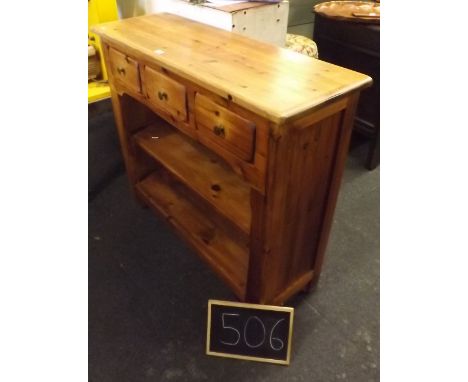 THREE DRAWER, TWO SHELF PINE UNIT
