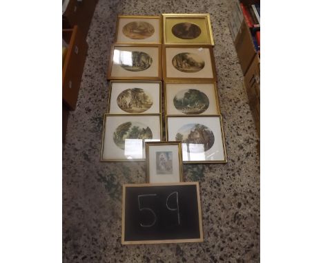 SMALL CARTON OF F/G PICTURES INCL: COLOURED ETCHING BY LE BOND &amp; CO LONDON