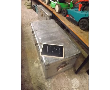 ALUMINIUM METAL BOUND TRAVEL TRUNK A/F
