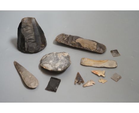 A group of Ancient (pre-historic) flint axe or arrow heads
