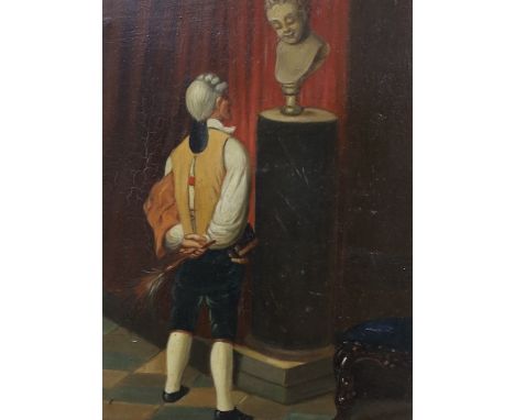 Continental School, 19th century, oil on canvas, figure and bust, 20 x 16cm