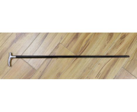 A George V silver mounted walking stick, 88cm tall