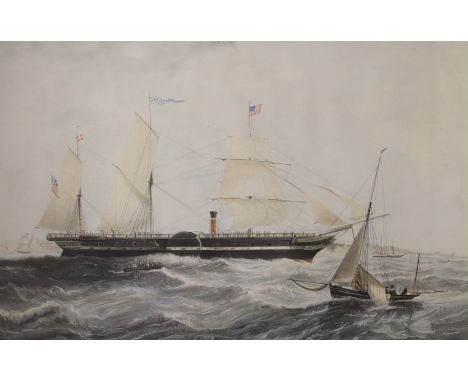 Ackermann Publ.1840, coloured aquatint, 'The Steamship President', 51 x 69cm