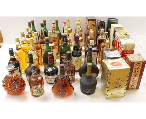 A large collection of spirits: THE GLENLIVIT, Single Malt Scotch Whisky, French Limousin Oak Finish, 12 Years oldOBAN, Single