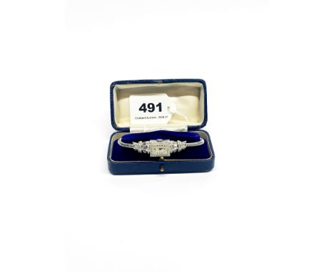 A superb ladies' 18ct white gold and diamond set Art Deco wristwatch.