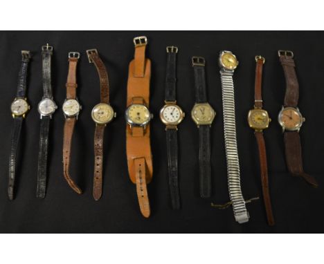 A collection of ten vintage wristwatches, Nidor, Daxi, Pierce, etc