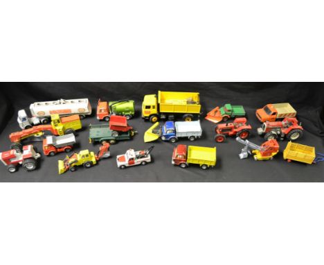 Die cast Vehicles - Dinky Toys Ford D800 Snow Plow, tipper Truck;  Road Grader, etc;  other Corgi toys Unimog 406, Ford Trans