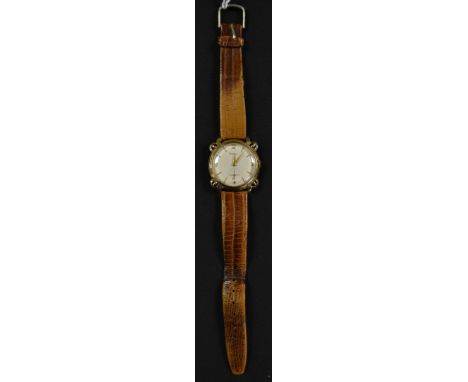 A Benrus 14k gold vintage wristwatch, with pierced fancy lugs