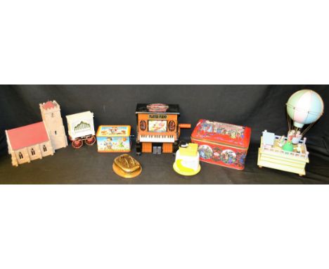 Musical Boxes - a novelty Sankyo Japan player piano, others wall mounting hooks, pipe organ,  Wizard Of Oz there's No Place L