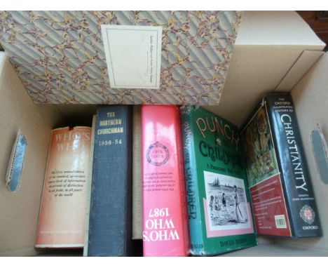 A box of books to include an unused London Midland and Scottish Railway Company Address Book; Modern Needlework in 600 Pictur