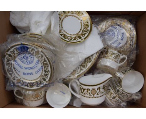 A part Royal Worcester 'Windsor' pattern dinner service including, cups, saucers, side plates, dinner plates, and servers, so