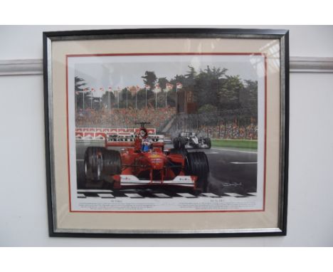 A framed limited edition print of Michael Schumacher from 2000.