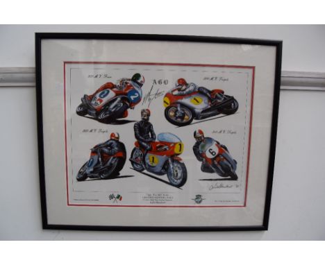 A framed print of an MV Augusta.