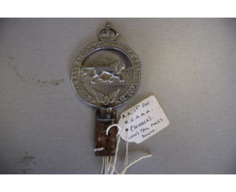 Royal East Africa Automobile Association car badge believed to be from the 1920's. Plated, but not numbered, with lions tail 
