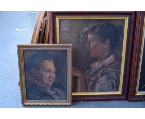 Winifred Bourne Medway (1882-1969) Portrait of Miss Gordon, oil on board, various exhibition labels en verso, framed, 30 x 24