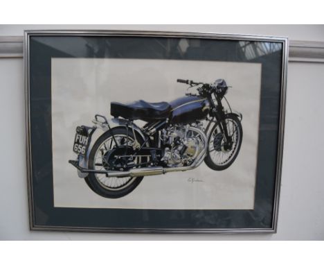 Framed print of a Vincent Motorcycle