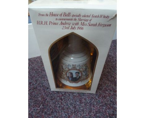 A boxed and sealed Bell's Scotch whisky commemorative Wade porcelain decanter "To Commemorate the Marriage of HRH Prince Andr