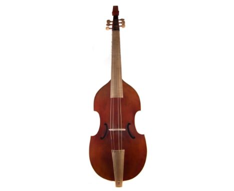 Tenor Viol /Viola da Gamba by Rudolph Fiedler , with two piece back, label to inside dated 2002, with soft case, 120cm overal