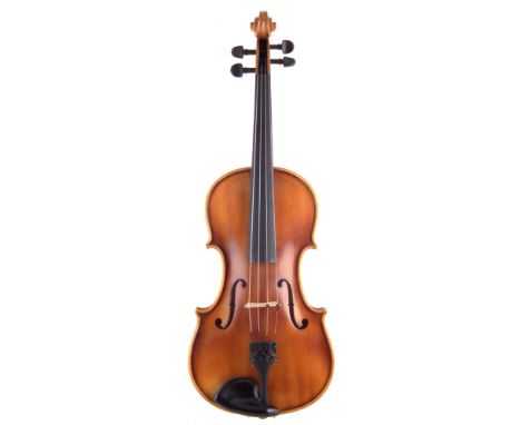 Hungarian Viola , with two piece back which measures 39.5cm, with bow and case.