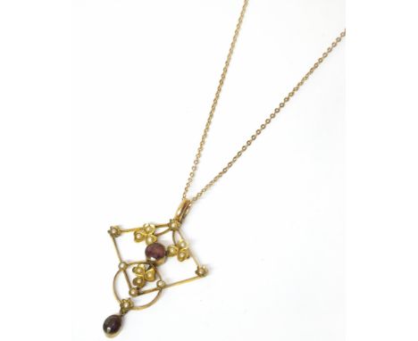 9ct amethyst and split seed pearl pendant Condition reports are not available for our Interiors Sale.
