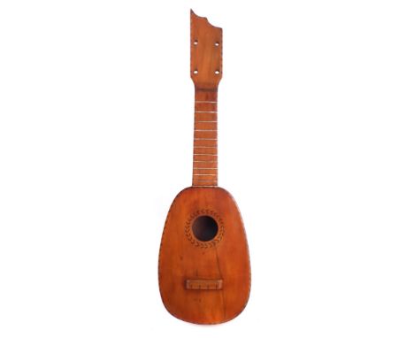 Pineapple shape soprano Ukulele signed by Harriett Stevens 1936, the back with HS initials, and signed 'Best Wishes from Hawa