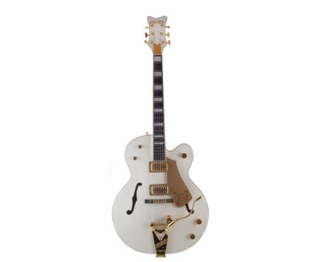 Gretsch 125 year Anniversary White Falcon G7593 hollow body electric guitar, with gold glitter binding and gold plated hardwa