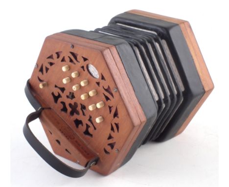 Lachenal &amp; Co. 21 button concertina, refinished with replacement maker label, original serial number label 145811, 16cm w