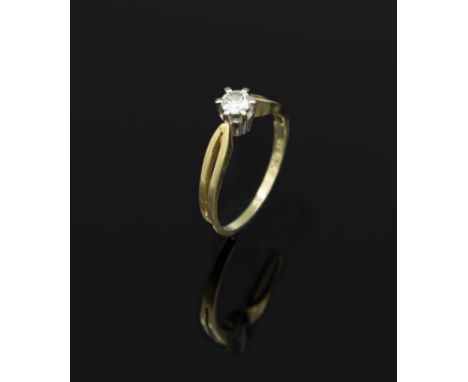 14 kt Gold Ring mit Diamant, GG 585/000,   Brillant in WG gefaßt ca. 0.25 ct Weiß/vs, total ca. 2.2 g, RW 54 Schätzpreis: 480