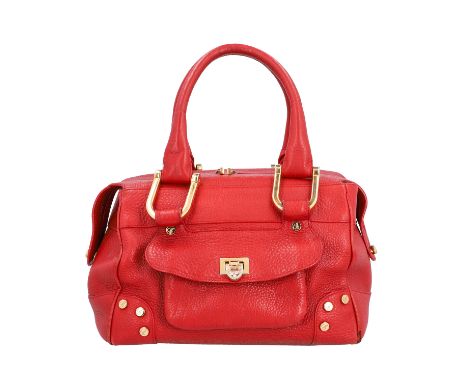 CHOPARD Handtasche "HAPPY DIAMOND". Leder in Rot mit goldfarbener Hardware . Klassisches Modell. Ein Außenfach mit Happy-Diam