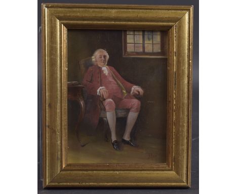 AUGUST HERMANN KNOOP (GERMANY 1856-1919) Portrait of a seated gentleman, oil on board signed, 6.75" x 5" (17cm x 13cm)