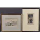 ISRAEL SILVESTRE 'Fountainbleau' etching, 4.25" x 6.25" (10.5cm x 16cm) and another etching after
