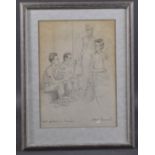 JULIET PANNETT (1911-2005) 'Pearl Pedlars in Manila' pencil drawing, annotated and signed, 12.5" x