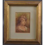 HARRY GEORGE THEAKER (1873 -1954) Portrait of a woman, watercolour, signed, 6.5" x 4.5" (16.5cm x
