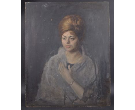 GEORGE WEISSBORT (1928 - 2013) PORTRAIT OF A LADY, Oil on panel, unframed. 82cm x 66cm.