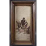 ROZENBURG DEN HAAG CERAMIC PLAQUE AFTER JOSEF ISRAELS (1824-1911) A poor man with his children on