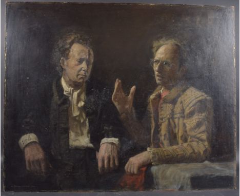 GEORGE WEISSBORT (1928 - 2013) A PORTRAIT OF THE ARTIST and another man Signed and dated 1970, oil on board, unframed 80cm x 