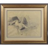 EARLY 20TH CENTURY SCHOOL Study of a nude, pencil, signed indistinctly and dated 1925, 13" x 16.