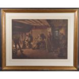 HENRY REYNOLDS STEER (1858-1928) The Village Inn with people warming at the fireplace watercolour,