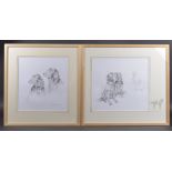 SALLI YOUNG (CONTEMPORARY) Two studies of setter hounds 'Minky and Max' pencil, signed and dated