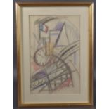 ATTRIBUTED TO FELIX DEL MARLE Cubist style composition, pencil and crayon drawing, bears